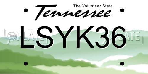 LSYK36 Tennessee License Plate