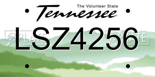 LSZ4256 Tennessee License Plate