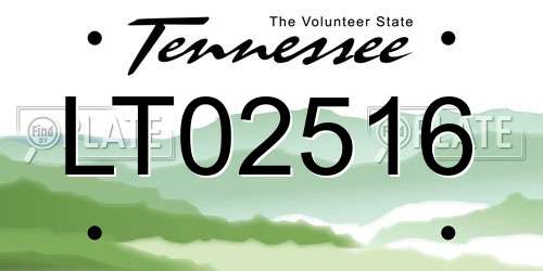 LT02516 Tennessee License Plate