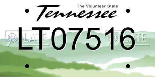 LT07516 Tennessee License Plate
