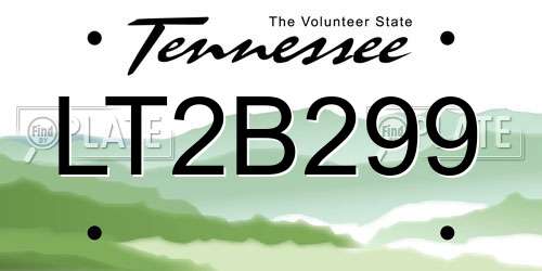 LT2B299 Tennessee License Plate