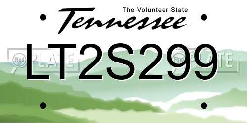 LT2S299 Tennessee License Plate