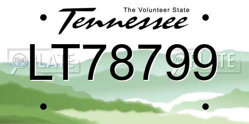 LT78799 Tennessee License Plate