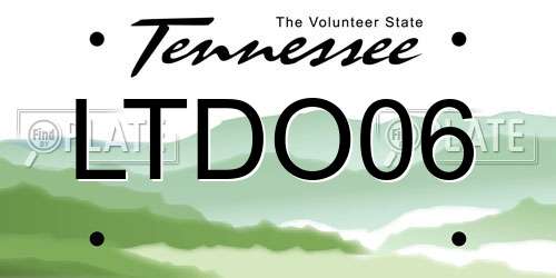 LTDO06 Tennessee License Plate