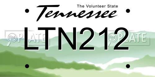 LTN212 Tennessee License Plate