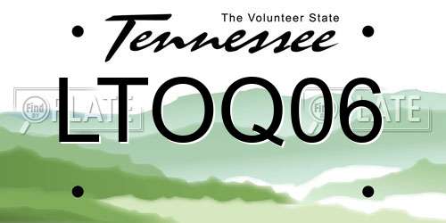 LTOQ06 Tennessee License Plate