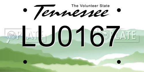 LU0167 Tennessee License Plate