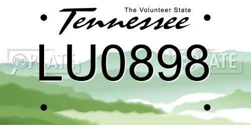 LU0898 Tennessee License Plate