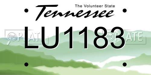 LU1183 Tennessee License Plate