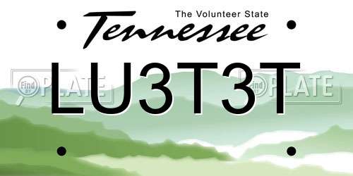 LU3T3T Tennessee License Plate