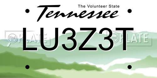 LU3Z3T Tennessee License Plate