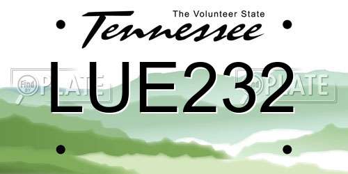 LUE232 Tennessee License Plate