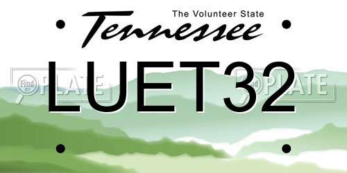 LUET32 Tennessee License Plate