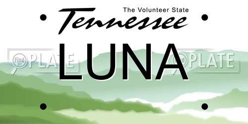LUNA Tennessee License Plate