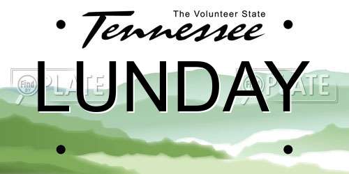 LUNDAY Tennessee License Plate