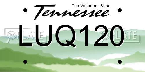 LUQ120 Tennessee License Plate
