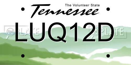 LUQ12D Tennessee License Plate