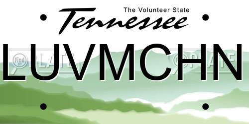 LUVMCHN Tennessee License Plate