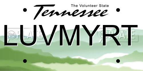 LUVMYRT Tennessee License Plate
