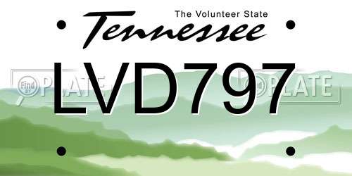 LVD797 Tennessee License Plate