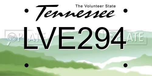 LVE294 Tennessee License Plate