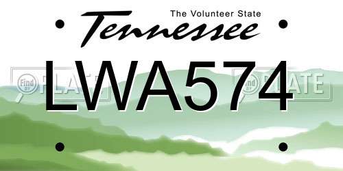 LWA574 Tennessee License Plate
