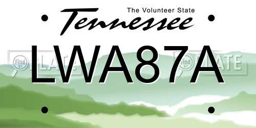 LWA87A Tennessee License Plate