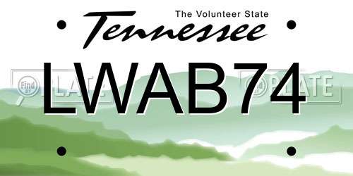 LWAB74 Tennessee License Plate