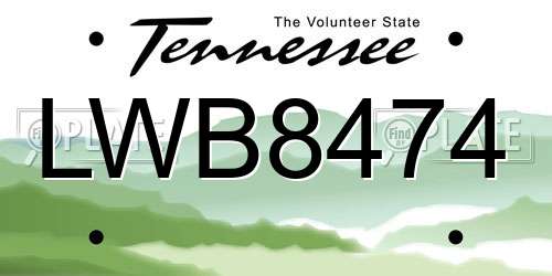 LWB8474 Tennessee License Plate