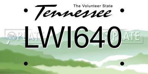 LWI640 Tennessee License Plate