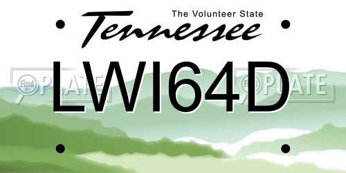 LWI64D Tennessee License Plate