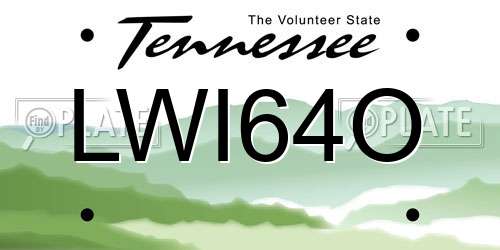 LWI64O Tennessee License Plate