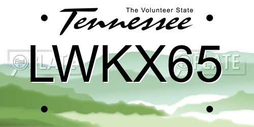 LWKX65 Tennessee License Plate
