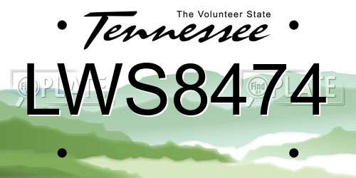 LWS8474 Tennessee License Plate