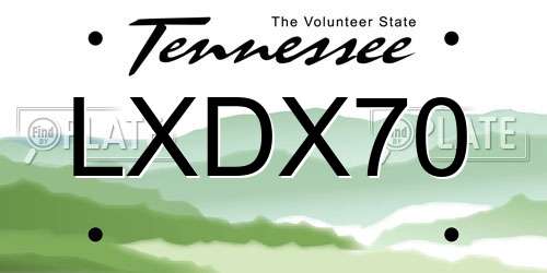 LXDX70 Tennessee License Plate