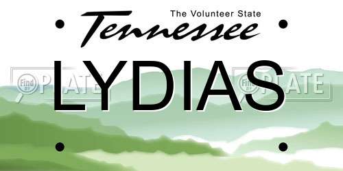 LYDIAS Tennessee License Plate