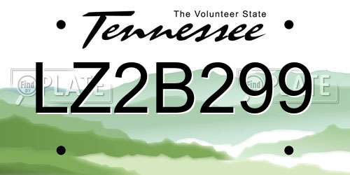 LZ2B299 Tennessee License Plate