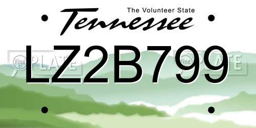 LZ2B799 Tennessee License Plate