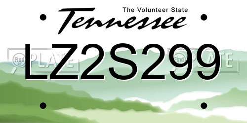 LZ2S299 Tennessee License Plate