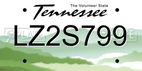 LZ2S799 Tennessee License Plate