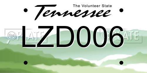 LZD006 Tennessee License Plate