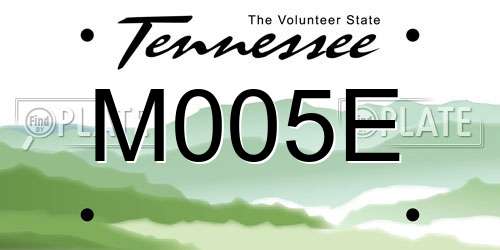 M005E Tennessee License Plate