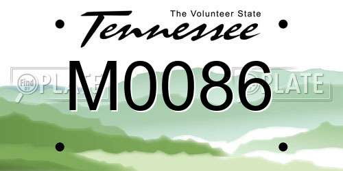 M0086 Tennessee License Plate