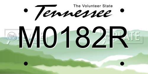 M0182R Tennessee License Plate