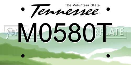 M0580T Tennessee License Plate