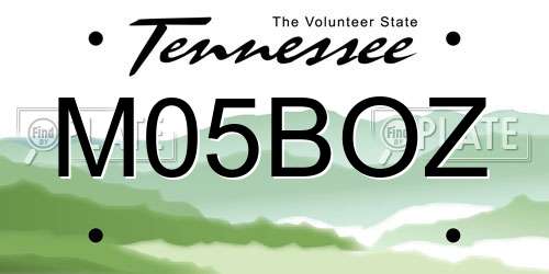 M05BOZ Tennessee License Plate
