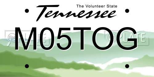 M05TOG Tennessee License Plate