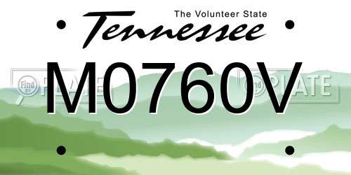 M0760V Tennessee License Plate