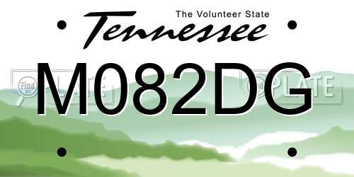M082DG Tennessee License Plate