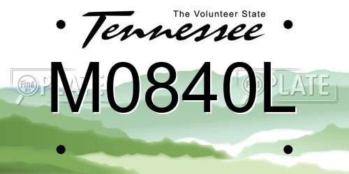 M0840L Tennessee License Plate